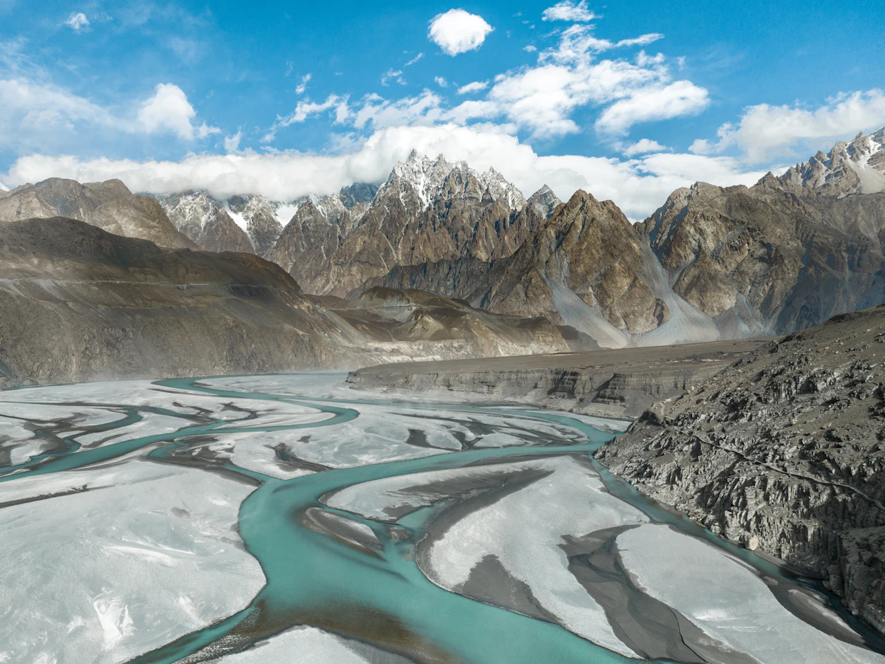 Passu Cones rising above the Hunza River
